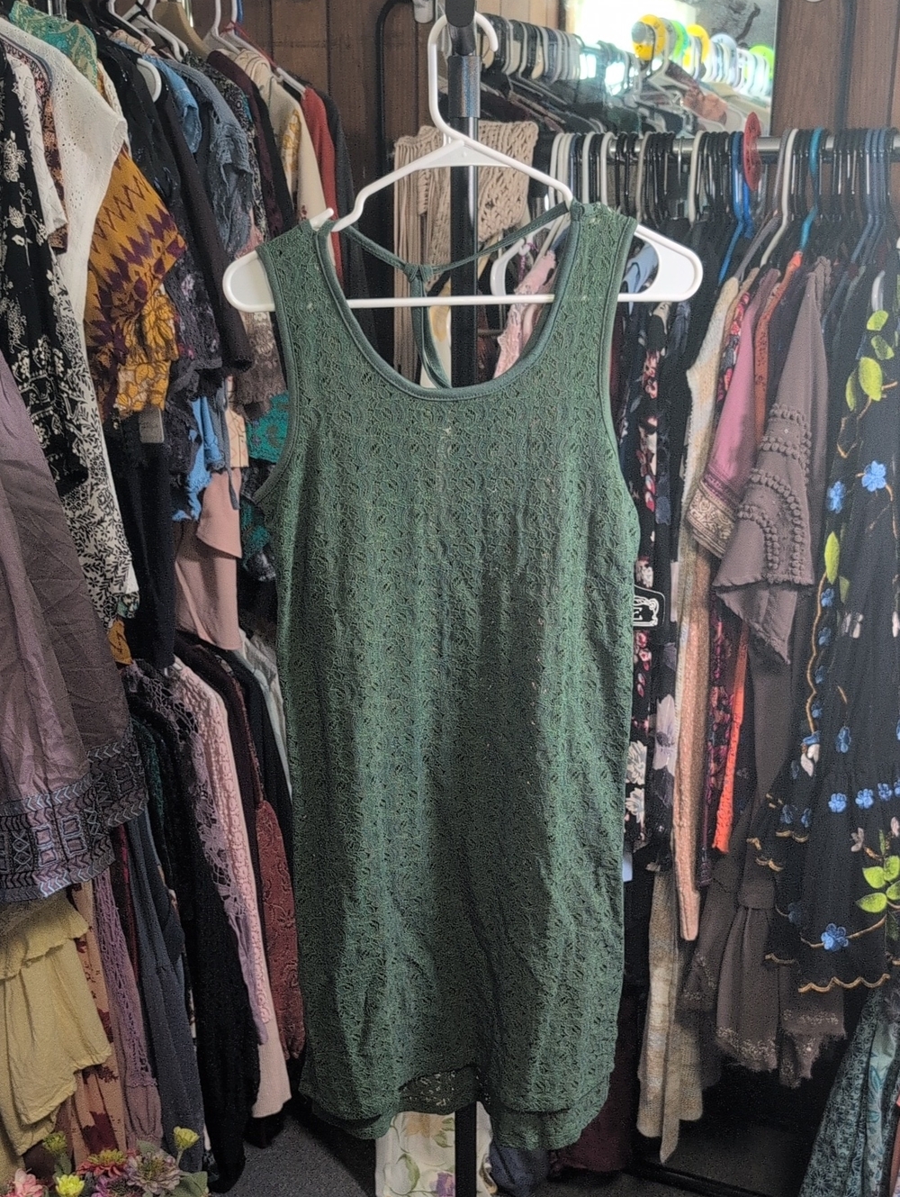 Angie Green Lace Tank Dress NWT